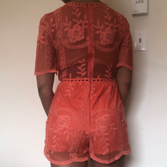 Fashion Nova orange lace romper - Picture 7 of 7